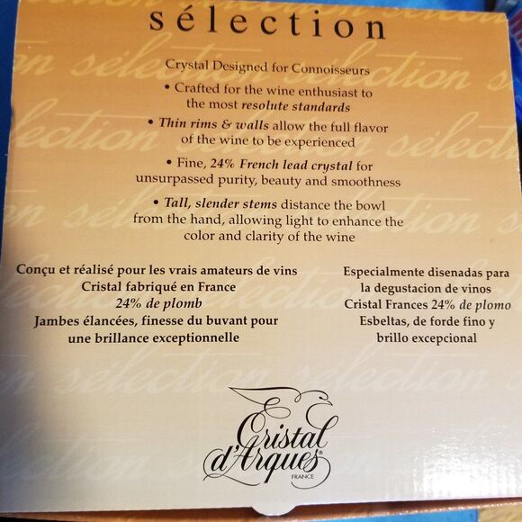 Cristal d’Arques French Crystal 20oz Balloon wine glass set of 4-20 oz each - Picture 6 of 9